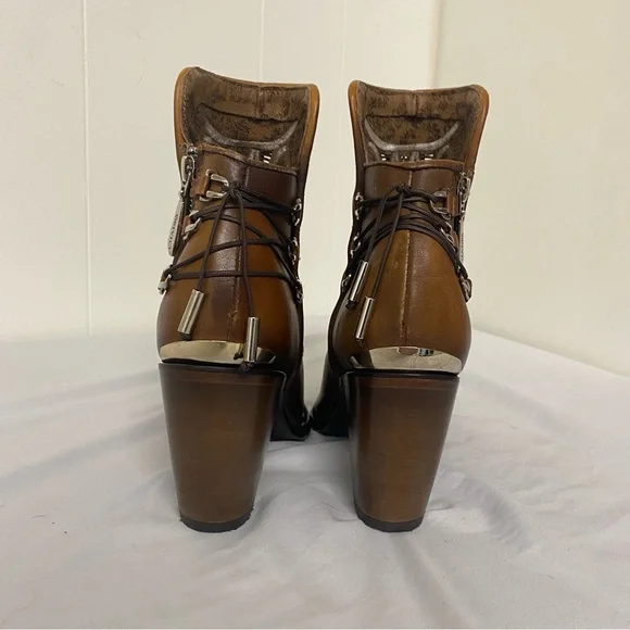Cuadra Embroidered Brown Western Bootie Block Heel Size 8.5 - Picture 8 of 12